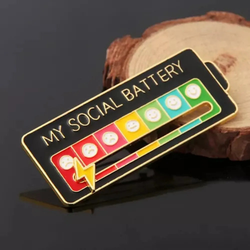 Broche De Esmalte Negro 15 P My Social Battery 7 Moods,