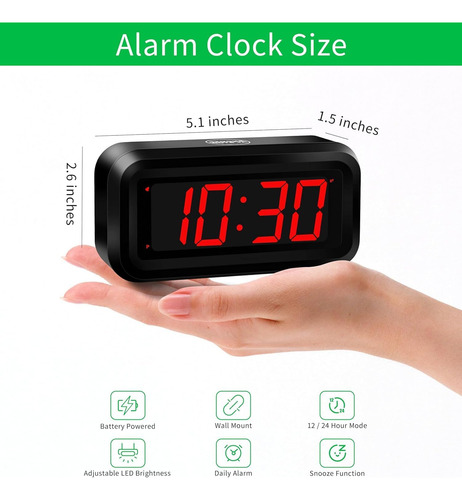Despertador, Reloj Digital Led, Reloj De Pared Pequeño, Bate