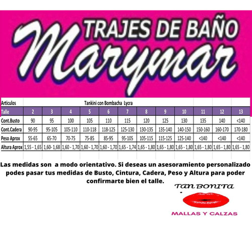 Tankini De Lycra Marymar Talles Especiales 10-11-12-13