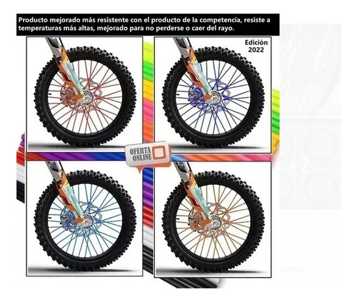 Set Cubre Rayos Popotes Moto Bicicleta Colores 72 Unidades