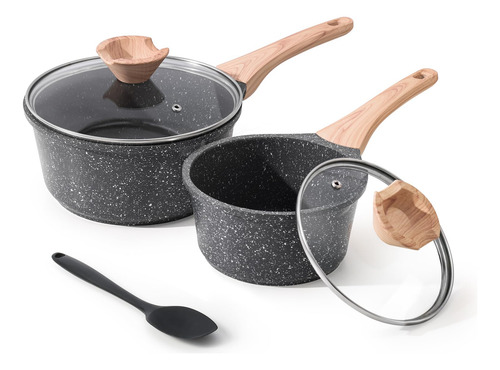 Juego De Cacerolas Antiadherentes Granito 1.5 Y 2.5 Qt Gris (gray Granite)