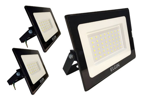 3x Refletores Led 2 30w E 1 50w Bivolt 6500k Holofote Branco