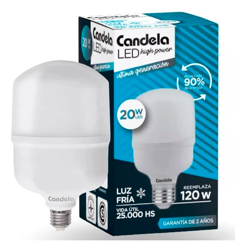 Lampara Led High Power 20w E27 Luz Fria Candela 220v/ 240v