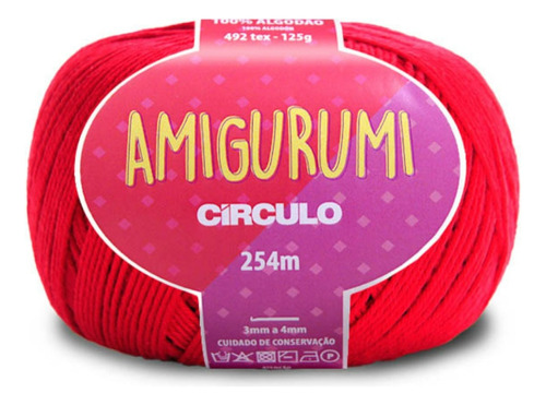 Linha Fio Amigurumi Círculo 254m 100% Algodão - Trico Croche Cor CARMIM 3528
