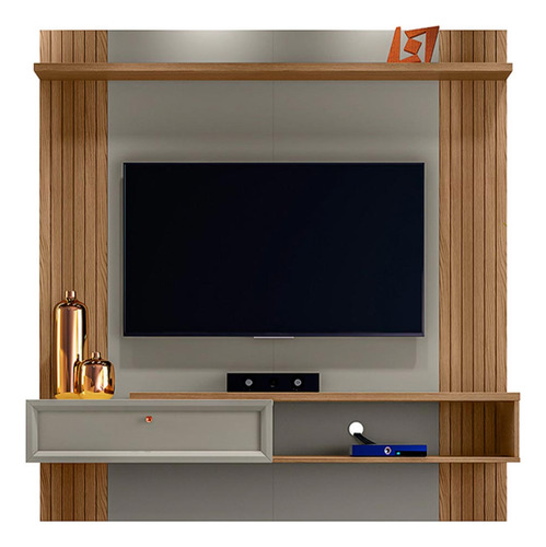 Painel Home Suspenso Frisco Detalhe Ripado Amêndoa/titânio