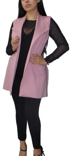 Blazer Chaleco Largo Mujer Casual Formal Abierto Chaqueta