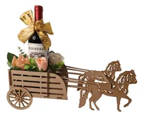 Comprar 20 Carreta Con 2 Caballos De Mdf Centro Mesa Boda Porta Vino