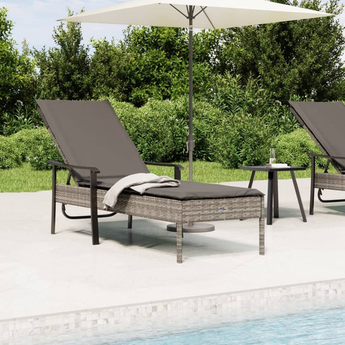 Minerwall Sun Lounger With Cushion Gray Poly