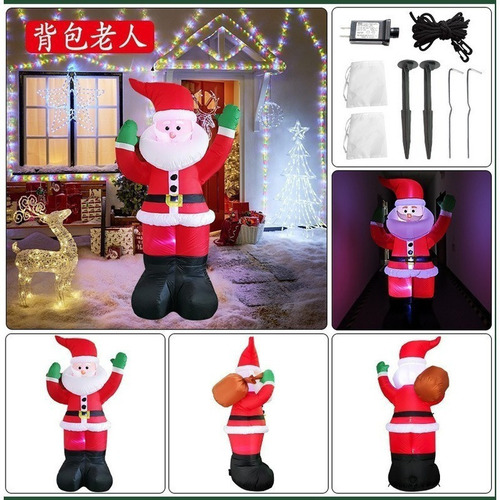 . 2024 Papá Noel Inflable Con Decoración Navideña Led De