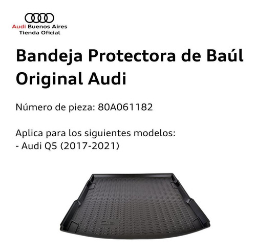 Imagen 2 de 5 de Bandeja Protectora De Baul Audi Q5 2017 Al 2021