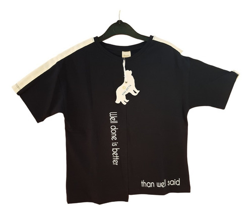 Imagen 2 de 3 de Remera Corte Asimétrico Azul Marino