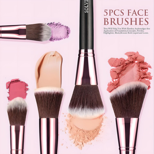 Juego De Brochas De Maquillaje Solve Modelo 16 Piezas Negro Color