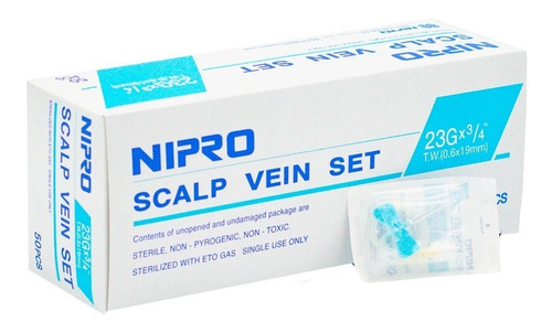 Aguja Mariposa 23g X 3/4 Nipro Caja Por 50 Unidades 