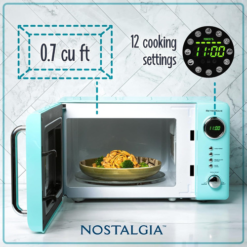 Horno Microondas Retro Compacto 0.7 Pies Color Azul