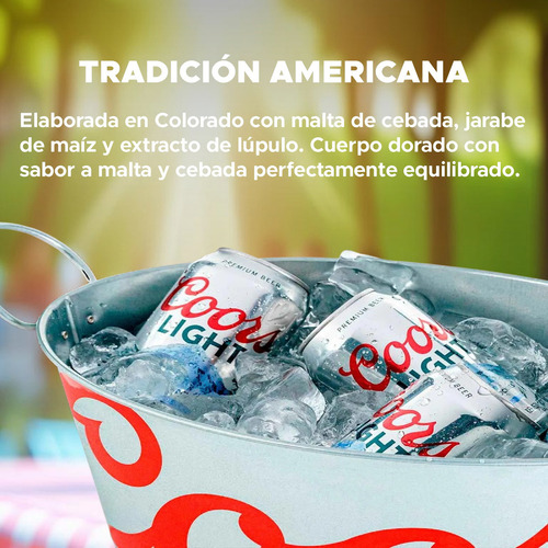 Cerveza Coors Light 24 Pack Lata 473 Ml Refrescante Y Suave