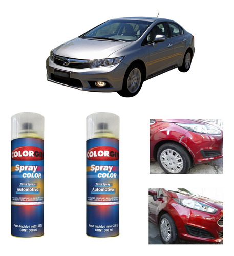 Tinta Spray Automotiva Honda Civic Prata Global + Verniz