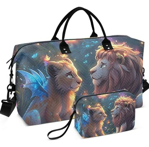 Set Duffel Viaje Animales Leones Dragones Mujer