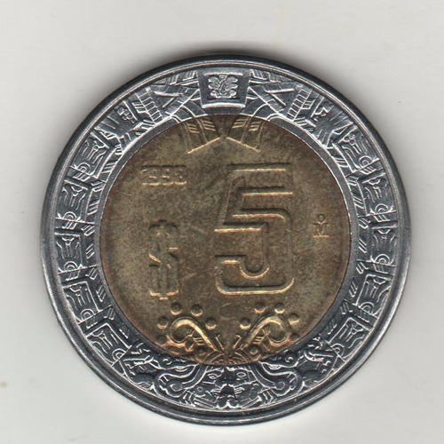 Mexico Moneda Bimetálica De 5 Pesos Año 1998 Km 605 - Xf