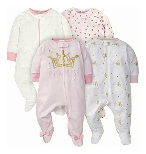 Gerber Baby-girls Paquete De 4 Pies Sleep 'n Play, Castle,