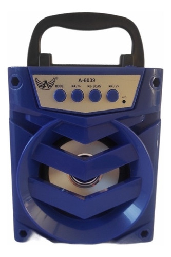 Caja de sonido portátil amplificada de 6 W, radio FM, color azul