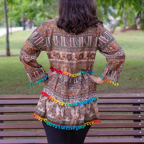 Imagem 9 de 9 de Bata Maia Com Detalhes Hippie Boho Indiana
