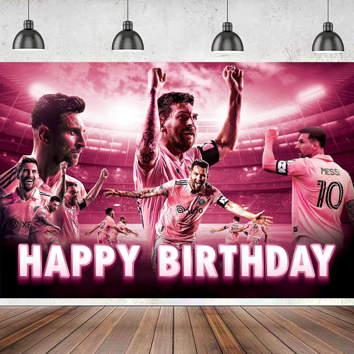 Banner De Feliz Cumpleaños De 5x3ft Pink Soccer Star Happy B