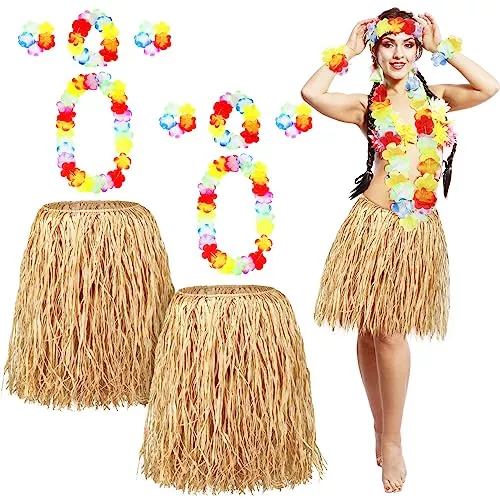 2 Juegos De Faldas De Rafia Luau Hawaianas Halloween Di
