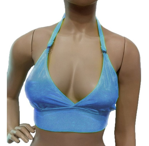 Top Lycra Con Herrajes Eden 207 Turquesa Metal - Fun*