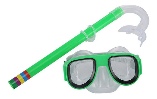 Snorkel Kit Mergulho Infantil Silicone Natação Apneia Verde