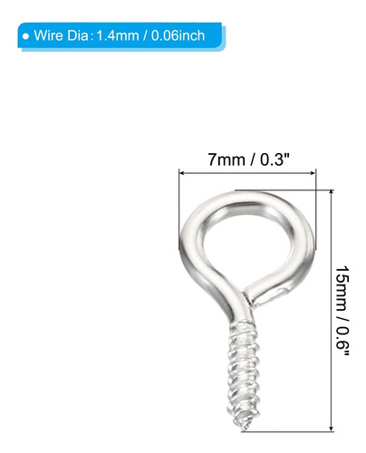 Pin De Ojos De Ganchos Pequeños De 3.8 Mm Diámetro X 14.9 Mm