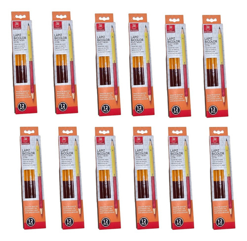 Lapiz Bicolotr Rojo Y Negro 72 Pz