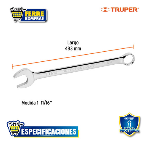 Llave Combinada Extralarga 1-11/16 X 483 Mm Largo 15632