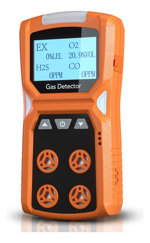 Explosímetro Detector 4 Gases O2 H2s Co Lel Calibrado Adks4 Naranja
