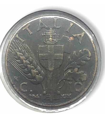 Moneda De Bronze De 10 Centésimas Italiana Año 1942 Wwii (Usado)