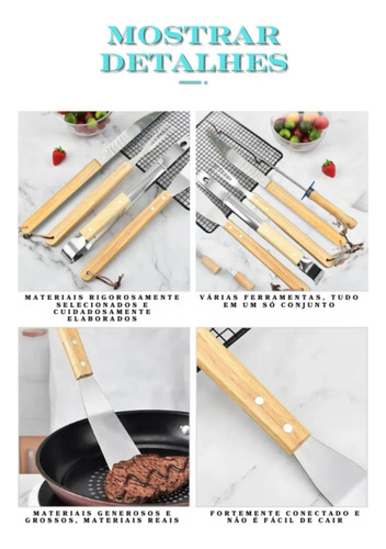 Kit Churrasco Premium Aço Inox 10pç Com Estojo