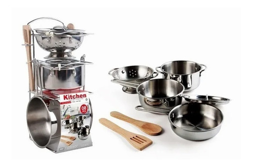 Set Cocina Batería De Ollas Metálicas Juguete 8 Pcs + Envío