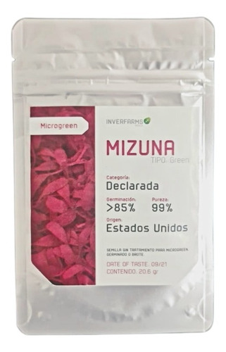 Semilla Libre Tratamiento Mizuna Brote Microgreen 20.6g