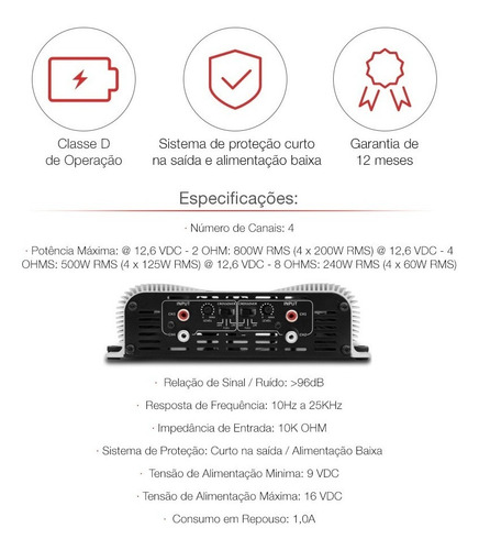 Imagem 8 de 9 de Módulo Taramps Ds800x4 800w Rms 2 Ohms Ds800 Amplificador