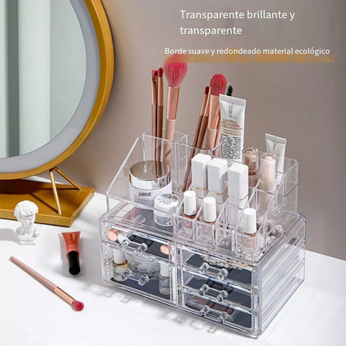 Organizador De Maquillaje Acrílico Multifunción Con Cajón K2 Blanco