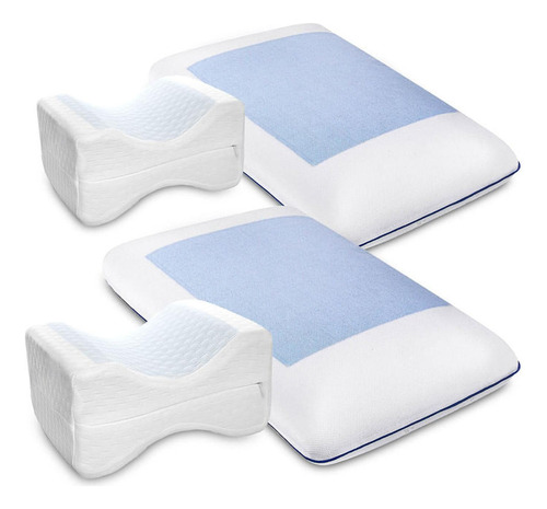 Set X4: 2 Almohadas Gel +2 Almohadas Para Piernas Ortopédica