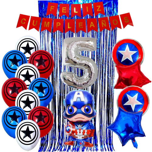 Combo Kit Deco Fiesta Globos Capitán América 4