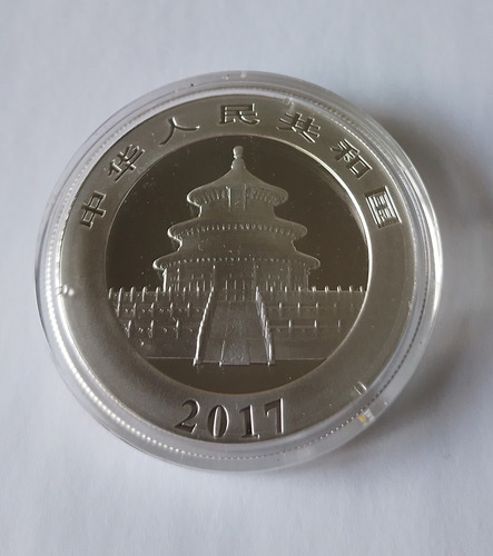Moneda Panda Chino Plata 999 10 Yuan 2017 30 Grs. Cápsula