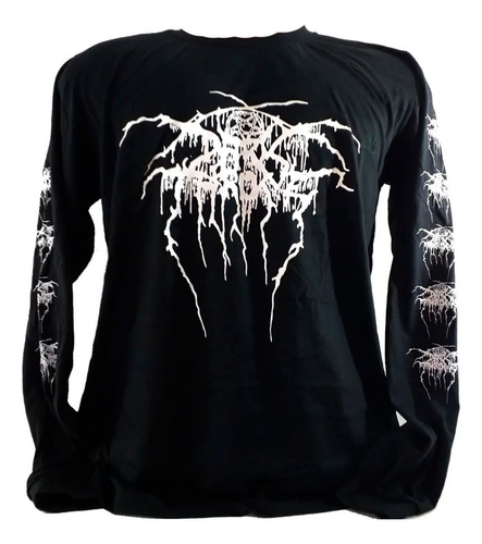 Camiseta Darkthrone Logo Manga Longa. Camiseta Black Metal