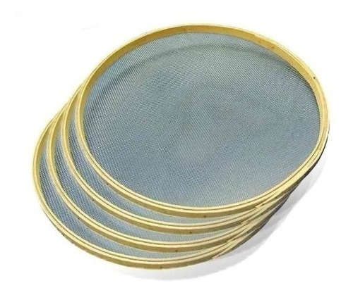 Imagem 1 de 10 de Kit 4 Peneiras Garimpo + Bateia Aço 54 Cm Ouro Diamante