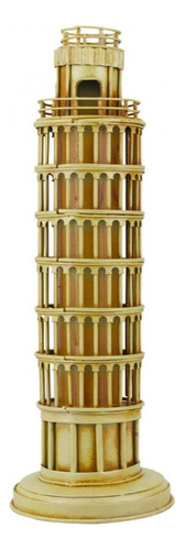 Torre De Pisa Decorativa Estilo Retrô Vintage 28x10x10 Cm Cor Bege