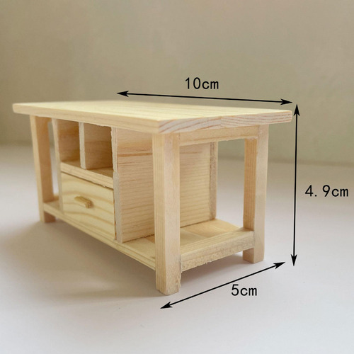Mesa Auxiliar En Miniatura De Madera Simualtion Hecha A Mano