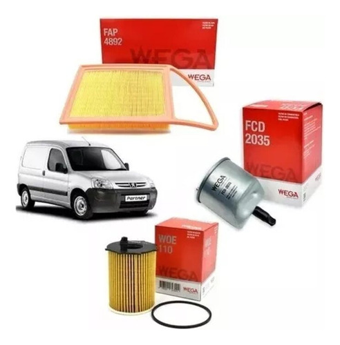 Kit Filtros X3 Wega Peugeot/citroen 1.4 11/.. + Ypf 5w30 4l