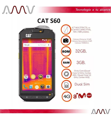 Celular Cat S60 Lte Cámara Térmica 13mp 32gb 3gb Ram Amv (Reacondicionado)