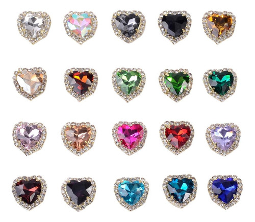 20 Piezas De Gemas De Corazón Con Plano, Gemas Para Coser,