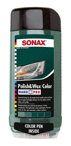 Sonax Polish & Wax P/ Colores Verdes  - Highgloss Rosario